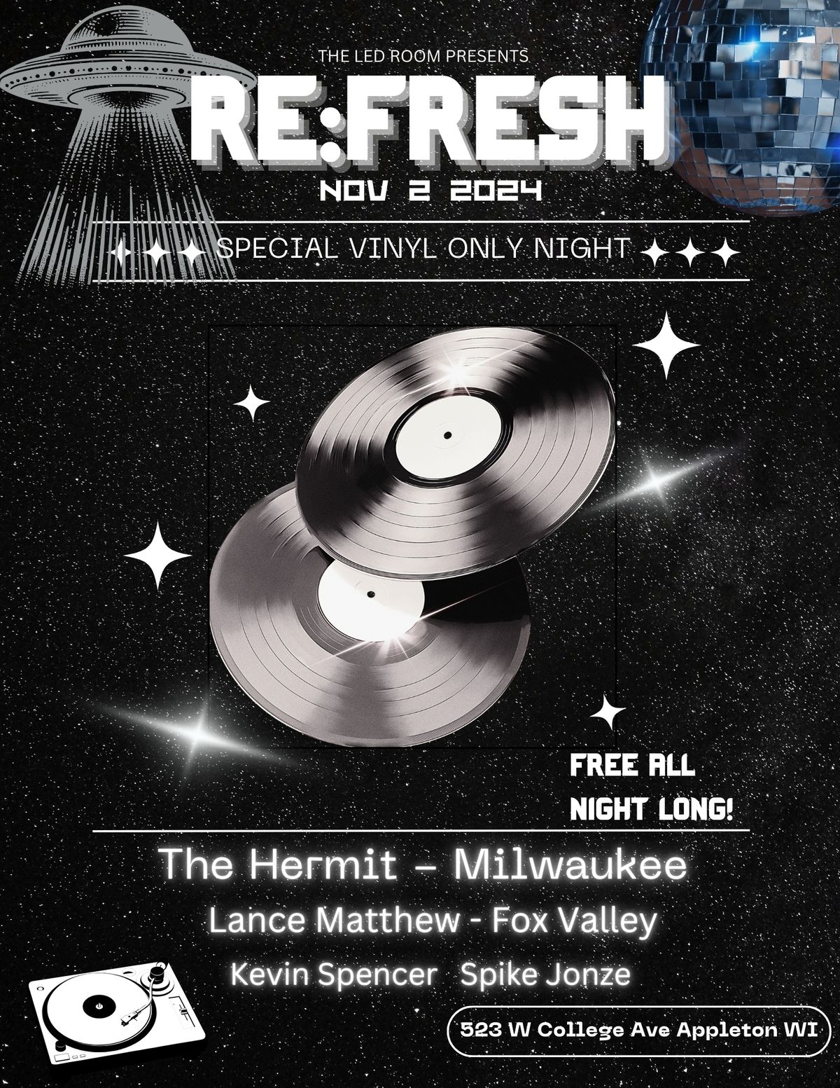 Re:Fresh and The LED Room present ALL VINYL NIGHT with THE HERMIT (MKE) and LANCE MATTHEW (F VALLEY)