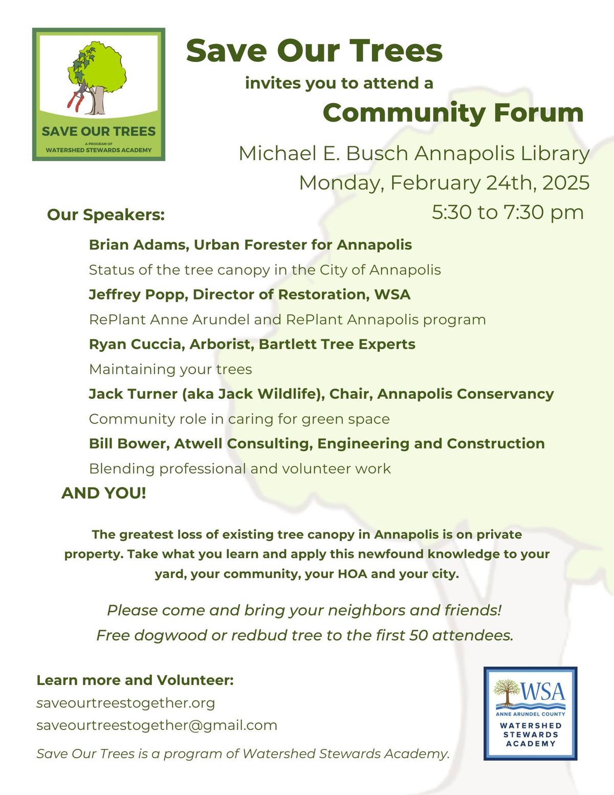 WSA's Save Our Trees Community Forum