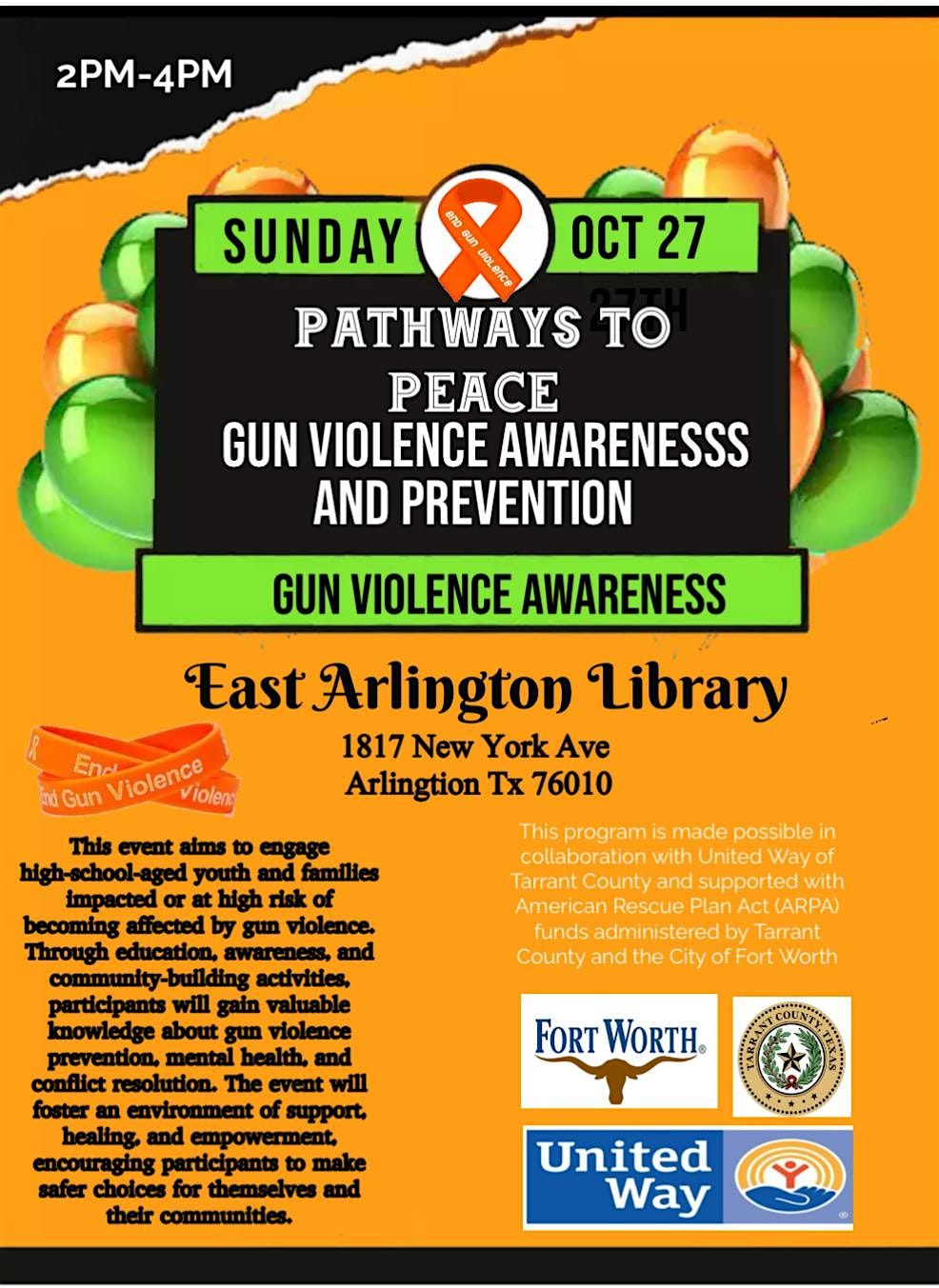 Pathways to peace: Gun Violence Awareness and Prevention 3 Part  Series