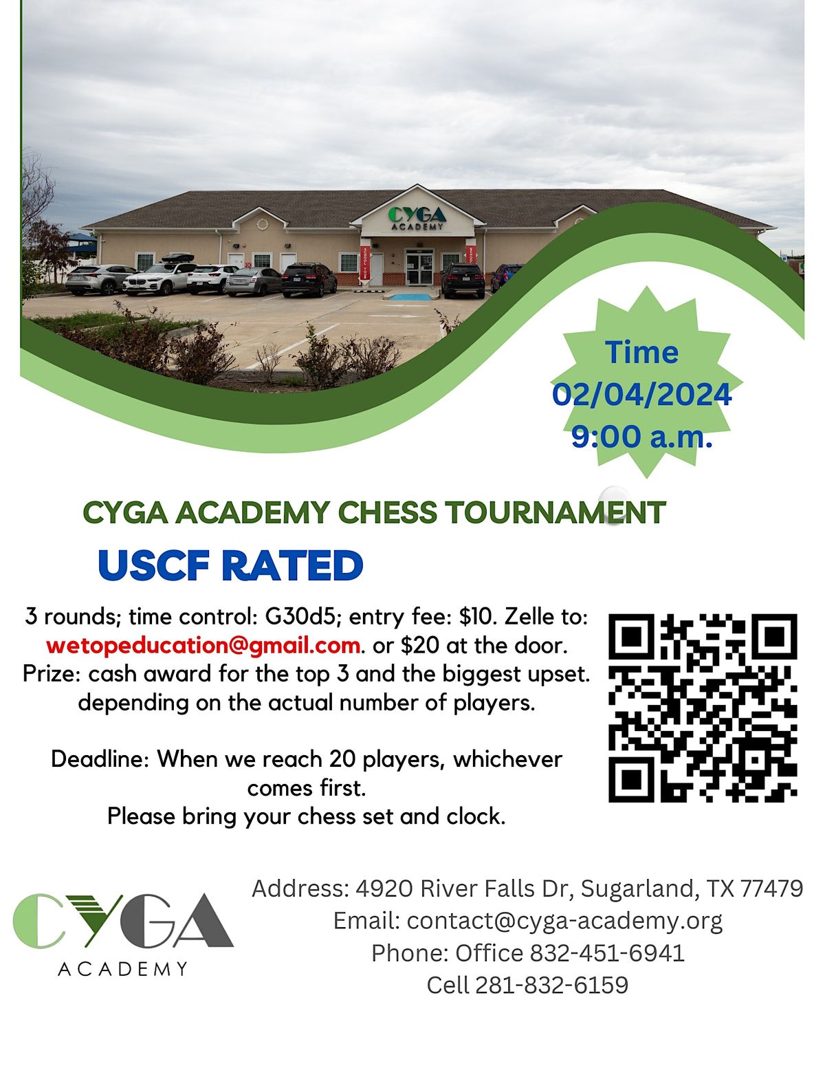 CYGA Academy USCF-rated chess tournament