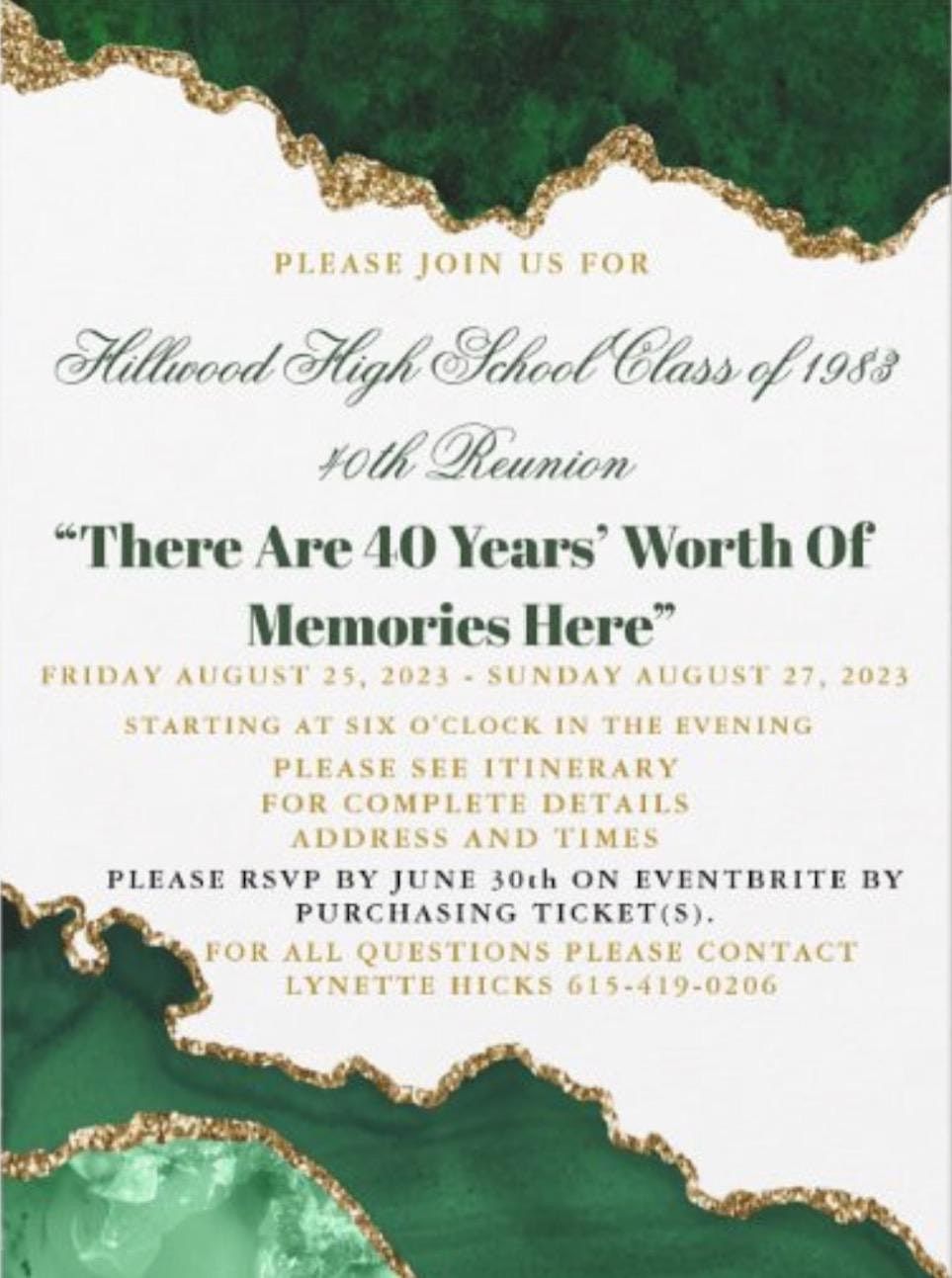 Hillwood High School Class of 1983 - 40th Reunion