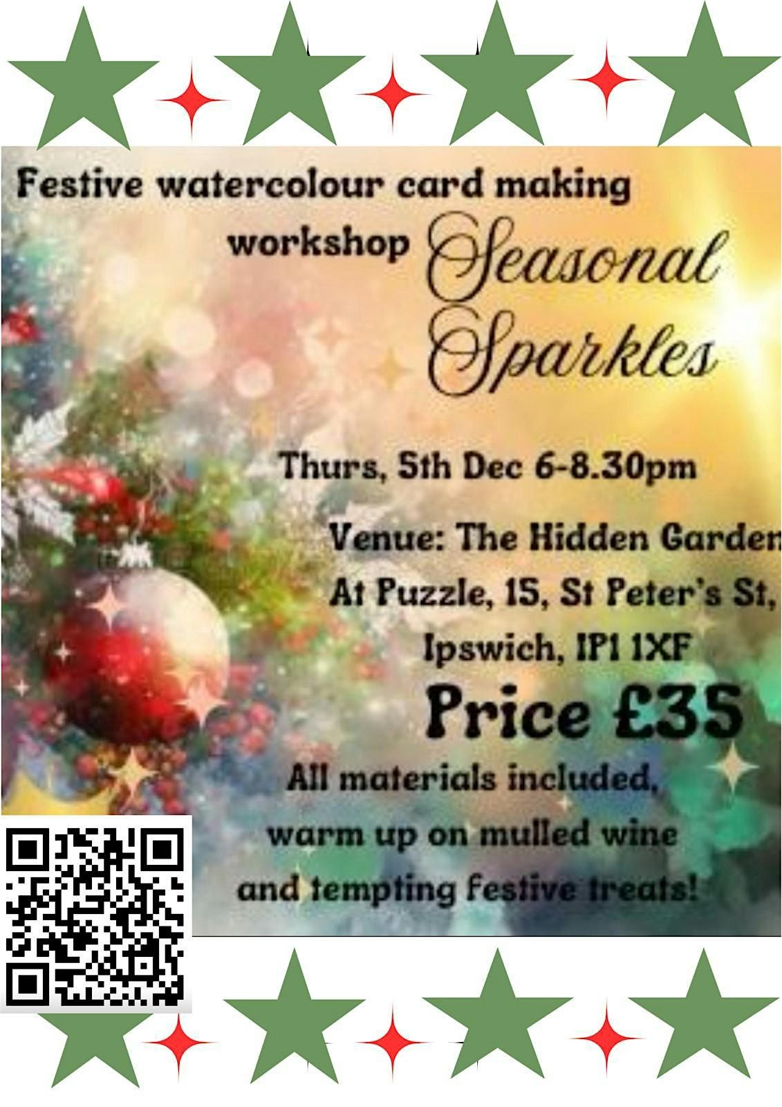 Watercolour inks card making workshop - Seasonal Sparkles \u2728\u2b50\ufe0f