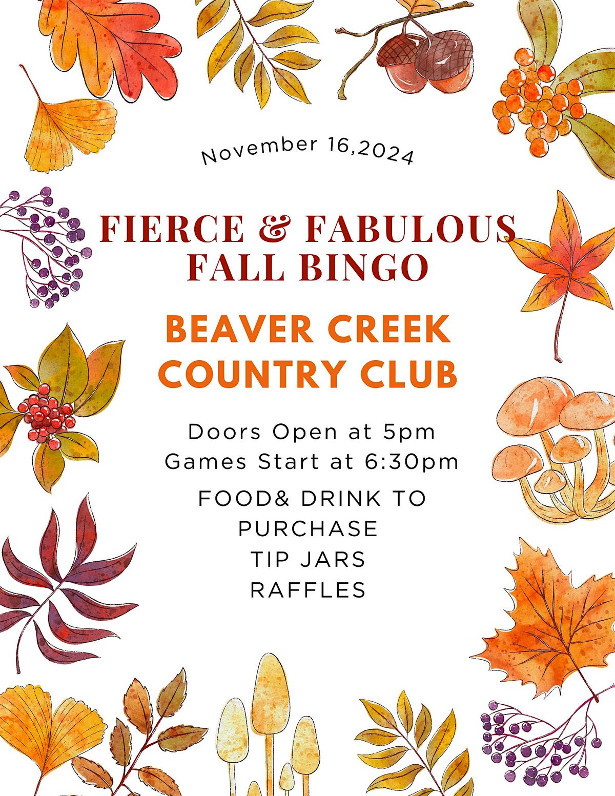 FIERCE & FABULOUS FALL BINGO