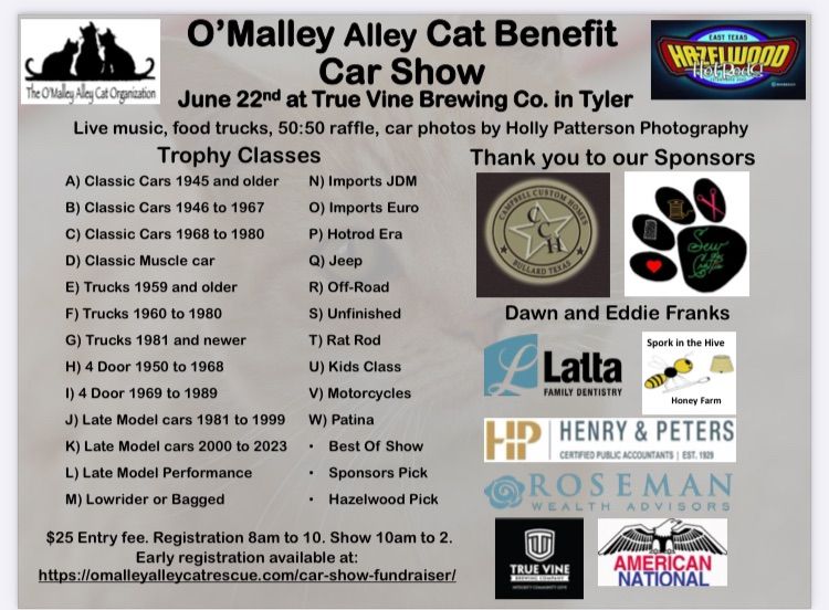 O\u2019Malley Alley Cat Benefit Fundraiser Car Show! 