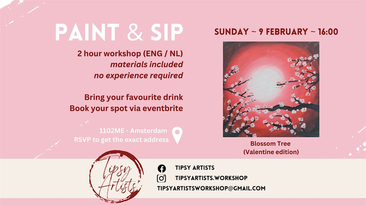 Paint & Sip Workshop - Blossom Tree \/ Valentine (Learn how to paint!)