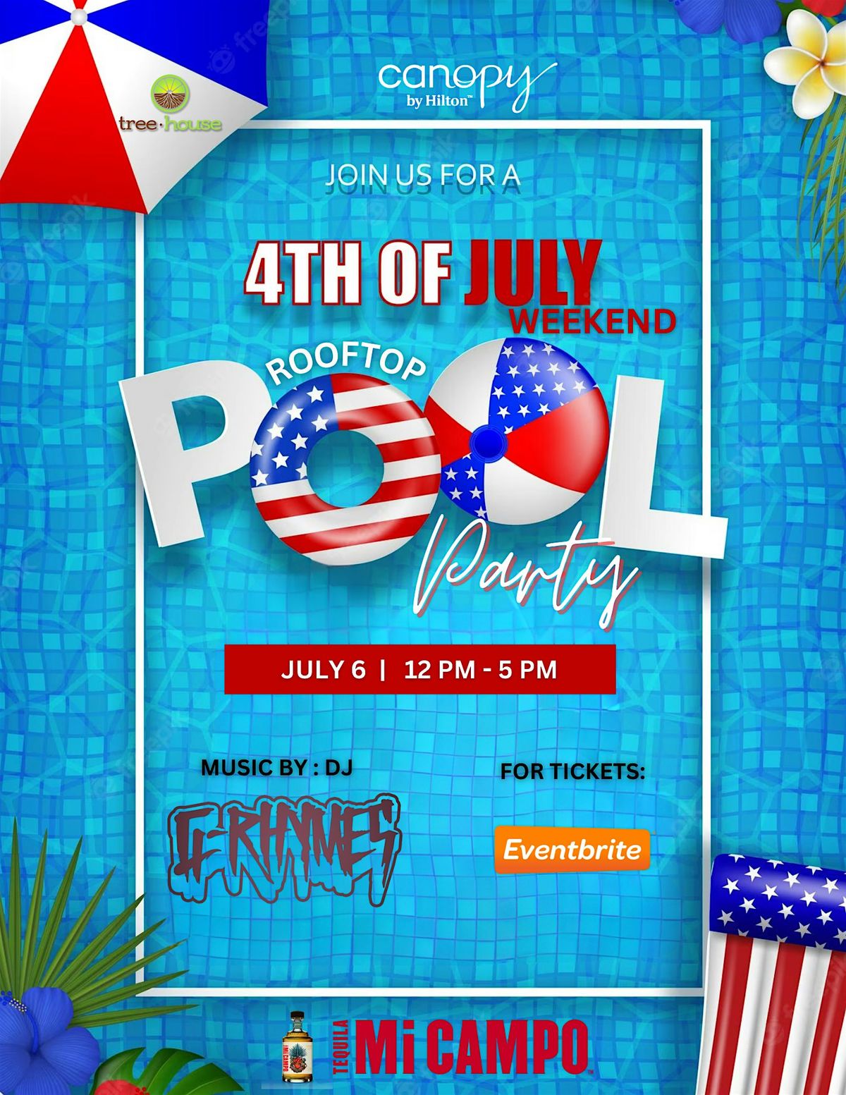 Rooftop Pool Party |  4 of July Weekend