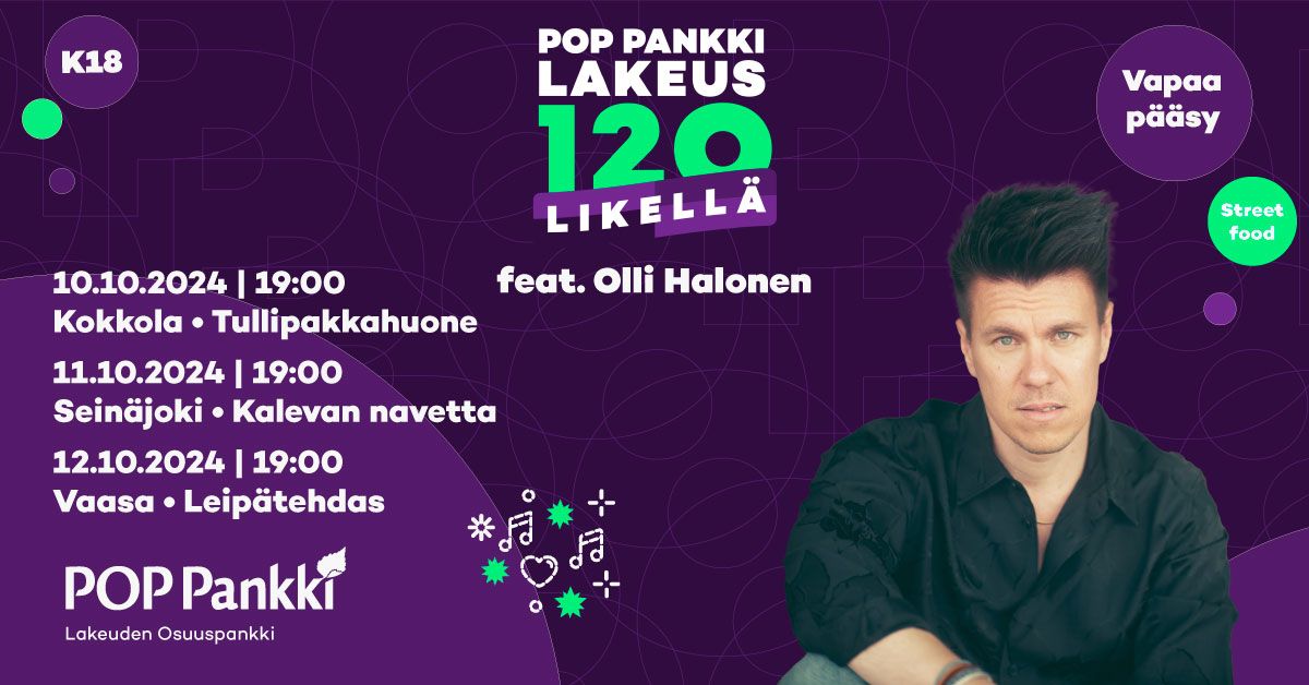 POP Pankki Lakeus 120v. likell\u00e4 feat. Olli Halonen - Vaasa