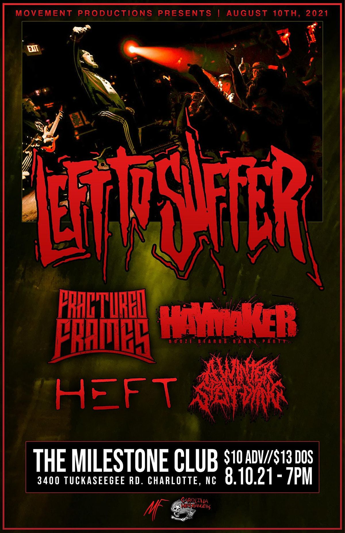 LEFT TO SUFFER w\/ FRACTURED FRAMES, HAYMAKER, HEFT & A WINTER SPENT DYING