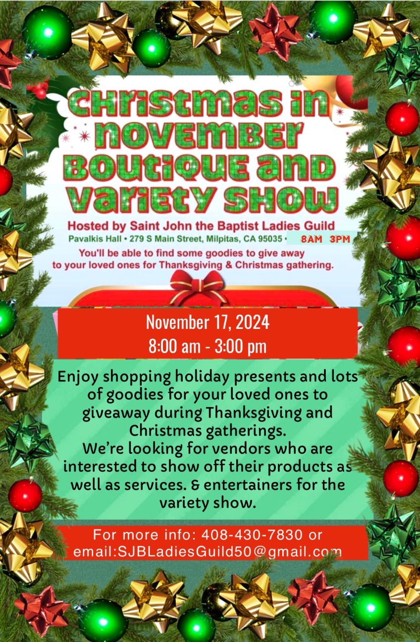 St. John Ladies Guild Annual Christmas in November Boutique & Variety Show