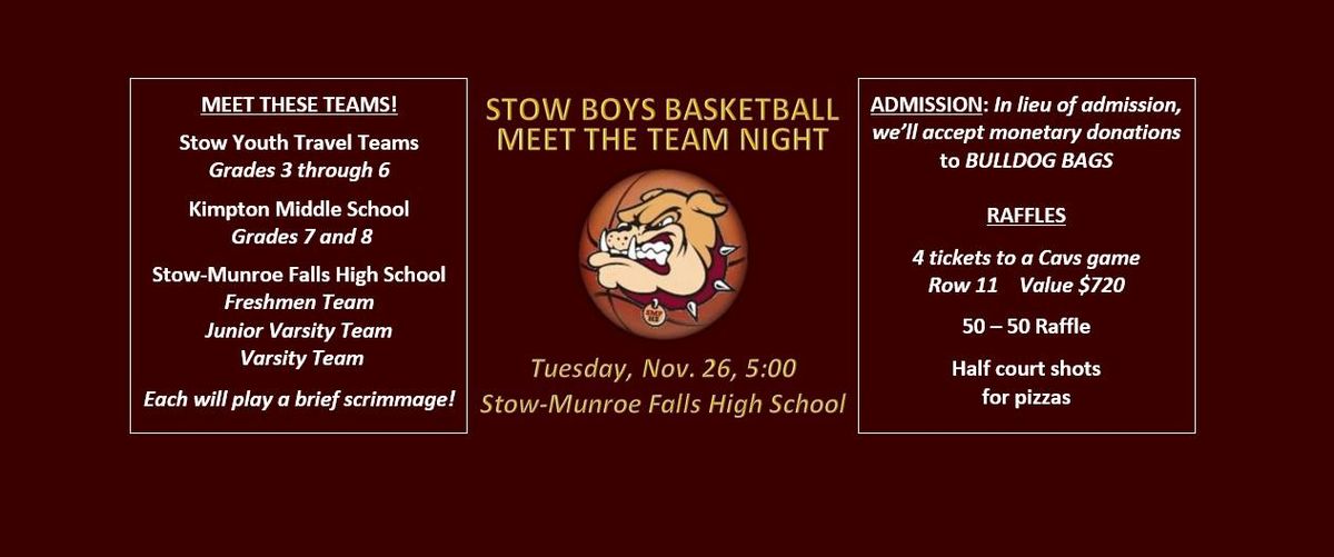 Stow Boys Basketball Meet the Team Night