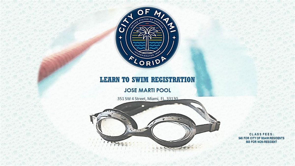 Jose Marti Pool Adult Swim Class Mon-Wed (8:00PM-8:45PM) August 2024