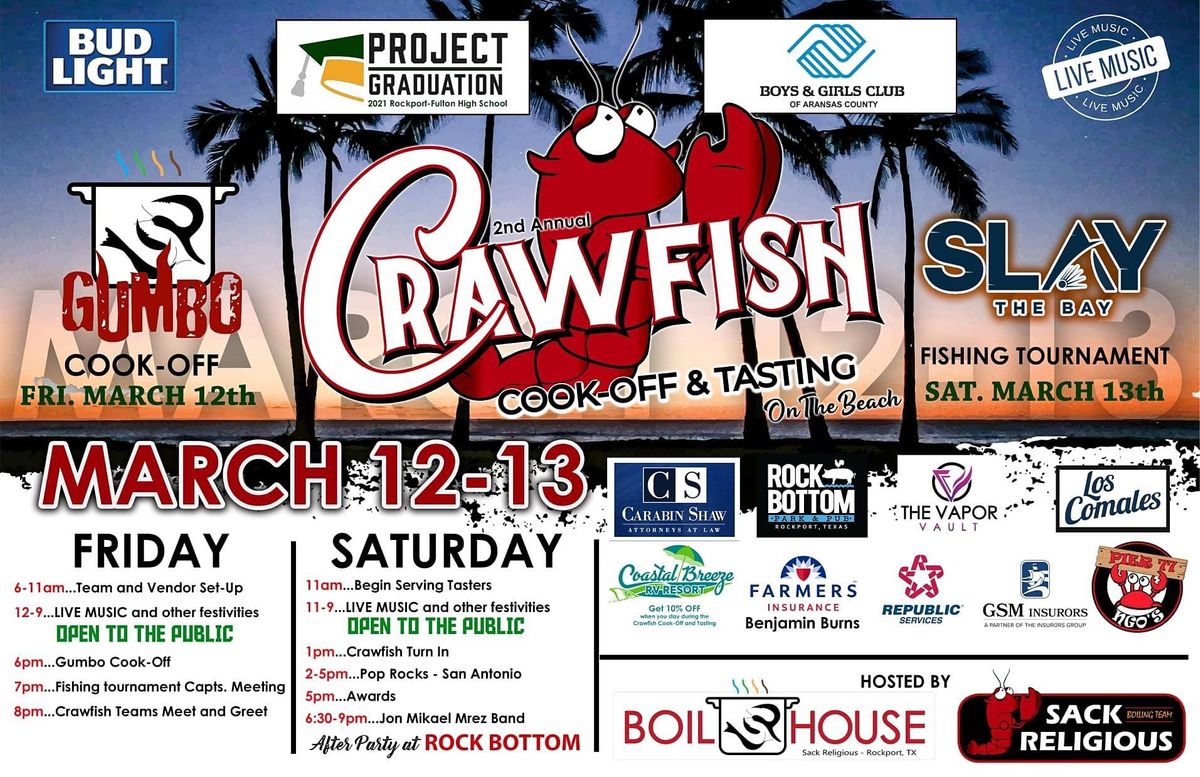 2nd Annual Rockports Crawfish CookOff and Tasting, Rockport Beach, 12