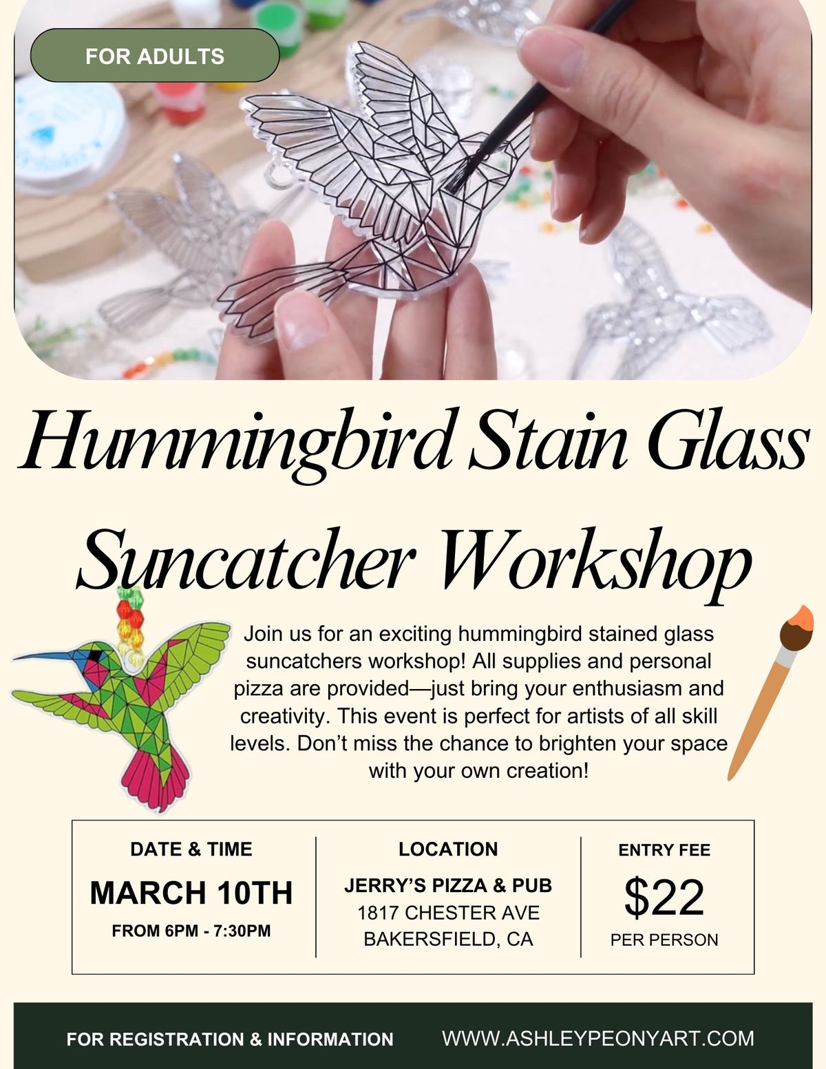 Hummingbird Stain Glass Suncatcher Paint Workshop