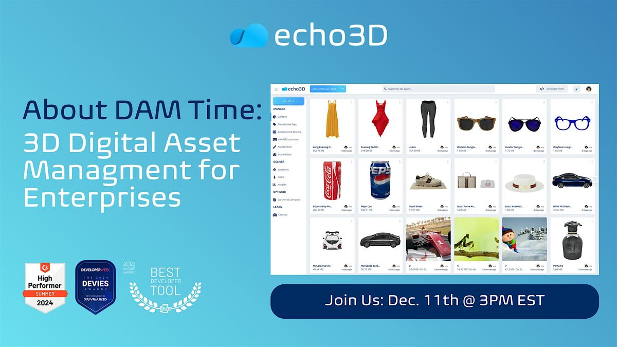 About DAM Time: 3D Digital Asset Management for Enterprises