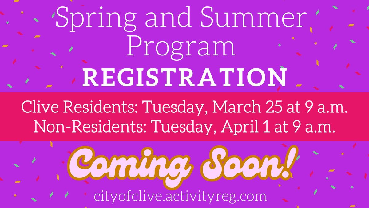 Spring & Summer Program Registration: Clive Residents