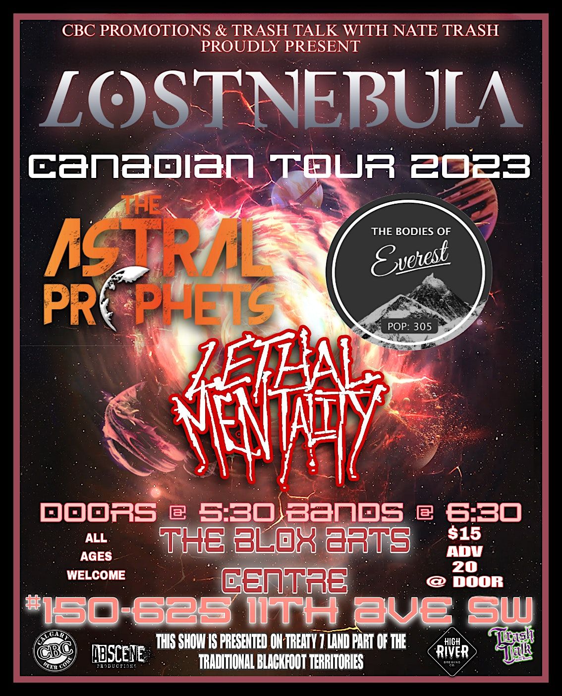 Lost Nebula- Canadian Tour, All Ages- The Astral Prophets, The Bodies of Ev