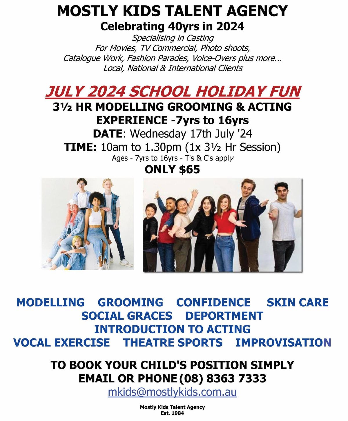 3\u00bd Hr Modelling & Acting Experience - 7yrs to 16yrs 