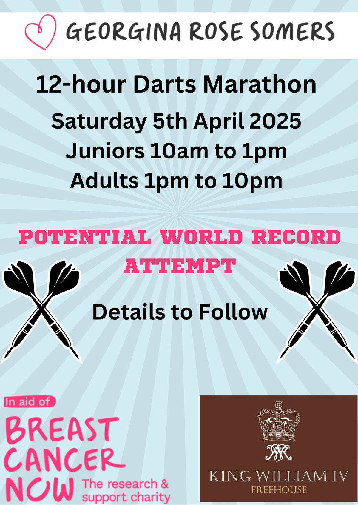 12-hour Darts Marathon for Breast Cancer Care 'Potential World Record Attempt'