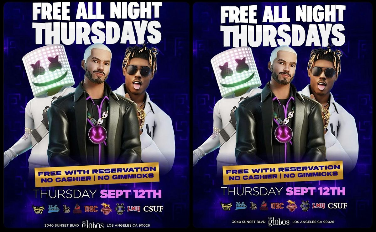 18 + THURSDAY FREE ALL NIGHT LOS GLOBOS REGGEATON & HIP HOP