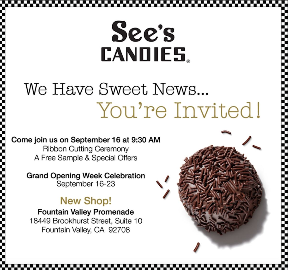 Sees Candies Fountain Valley Grand Opening, 18449 Brookhurst St