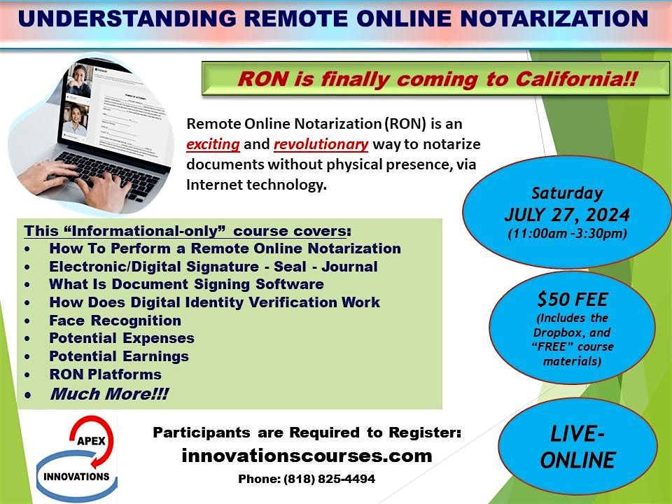 \u201cUnderstanding Remote Online Notary Public\u201d (RON)  course