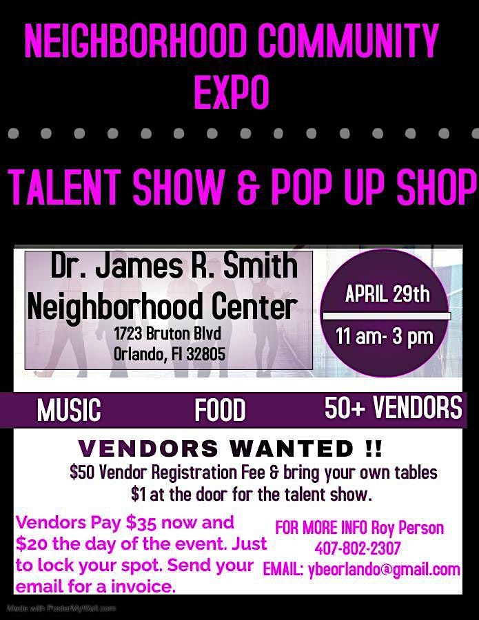 Neighborhood Community Expo Talent show & Pop up shop