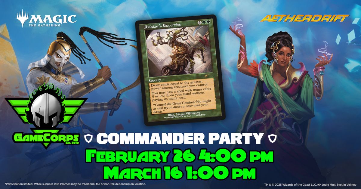 Aetherdrift Commander Party at Game Corps