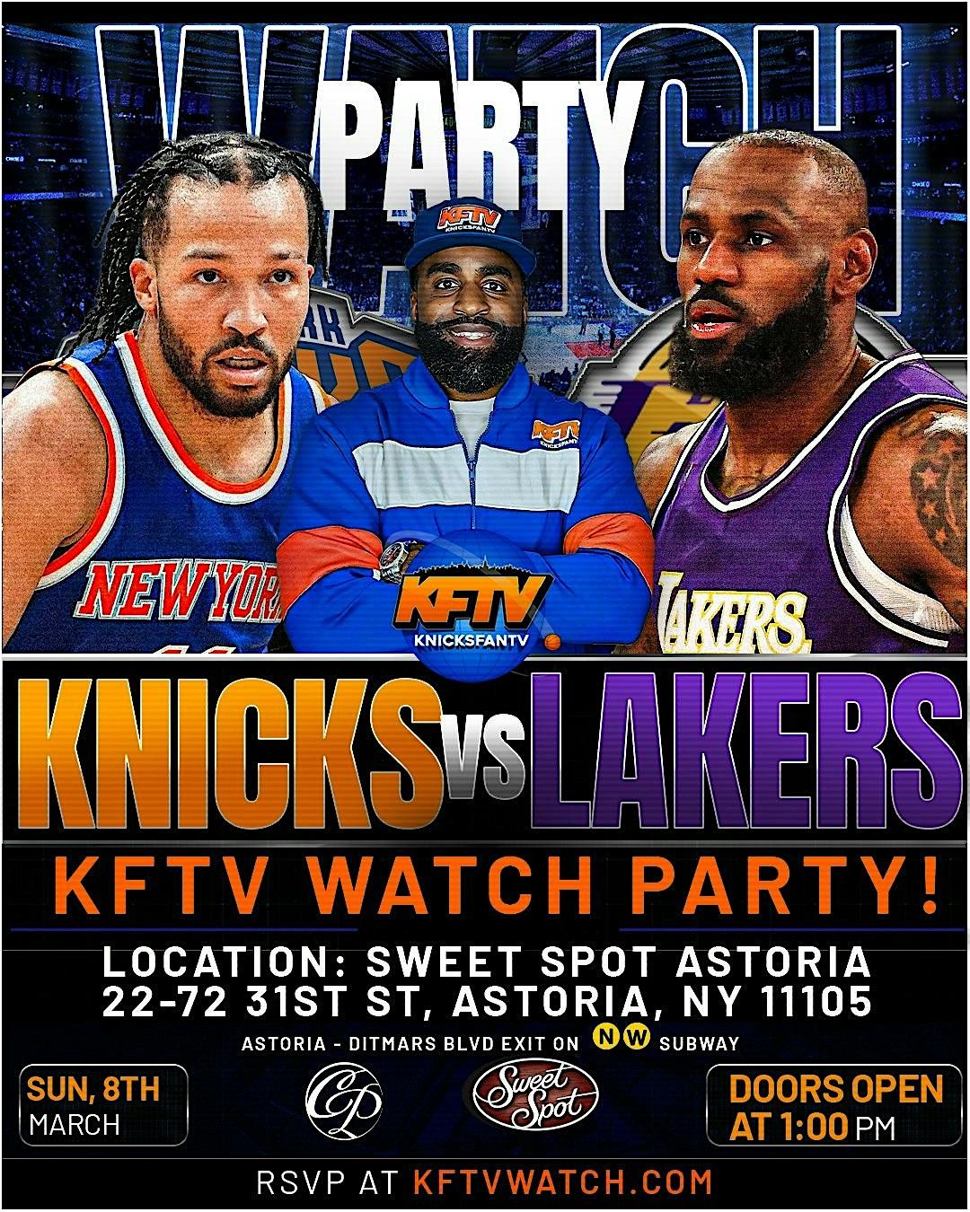 Knicks vs Lakers Brunch Watch Party Hosted By Knicks Fan TV, Sweet Spot ...