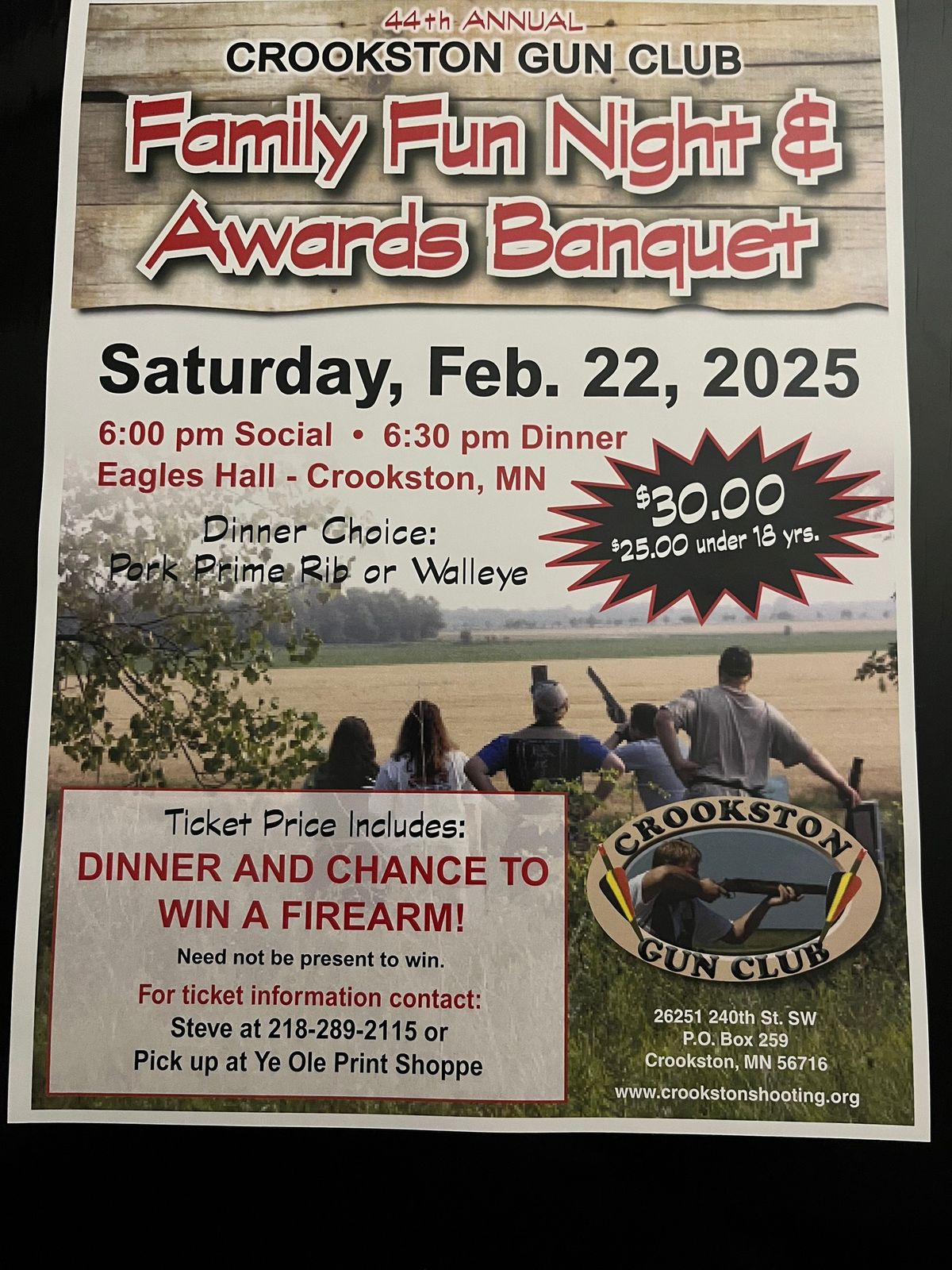 Crookston Gun Club Family Fun Night and Awards Banquet