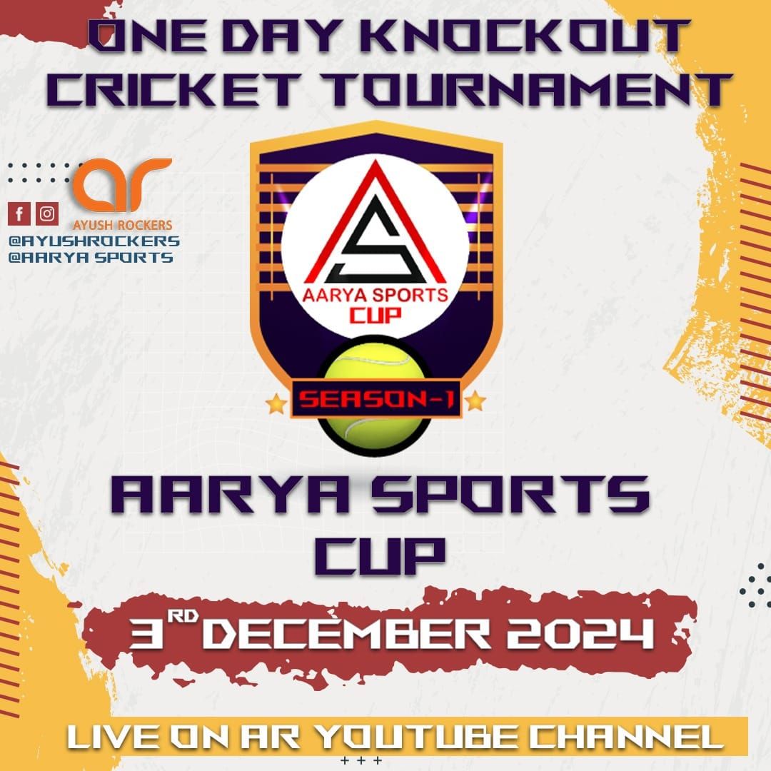 Aarya Sports Cup\ud83c\udfc6\nTennis Cricket Tournament \ud83c\udfcf