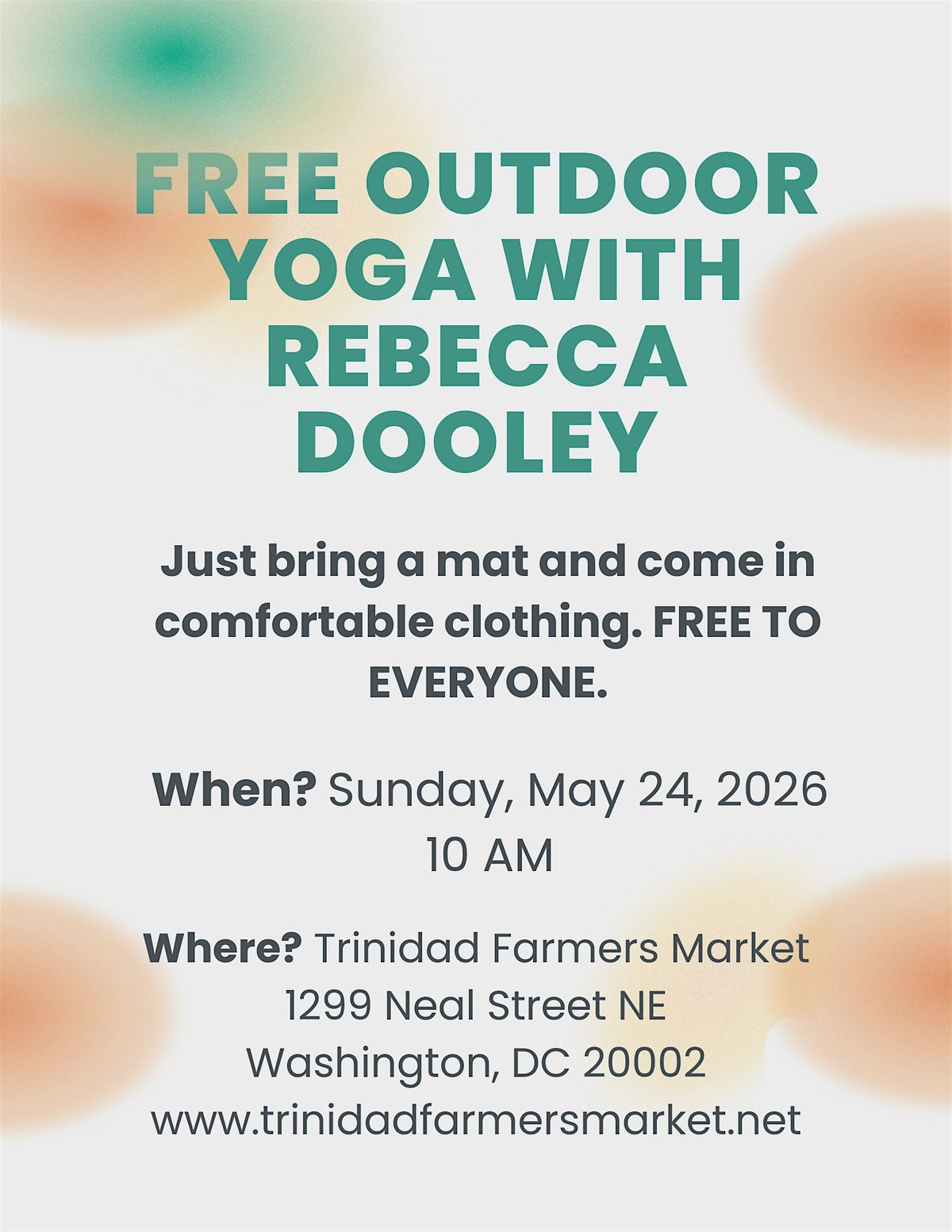 FREE Outdoor Yoga with Rebecca Dooley at Trinidad Farmers Market
