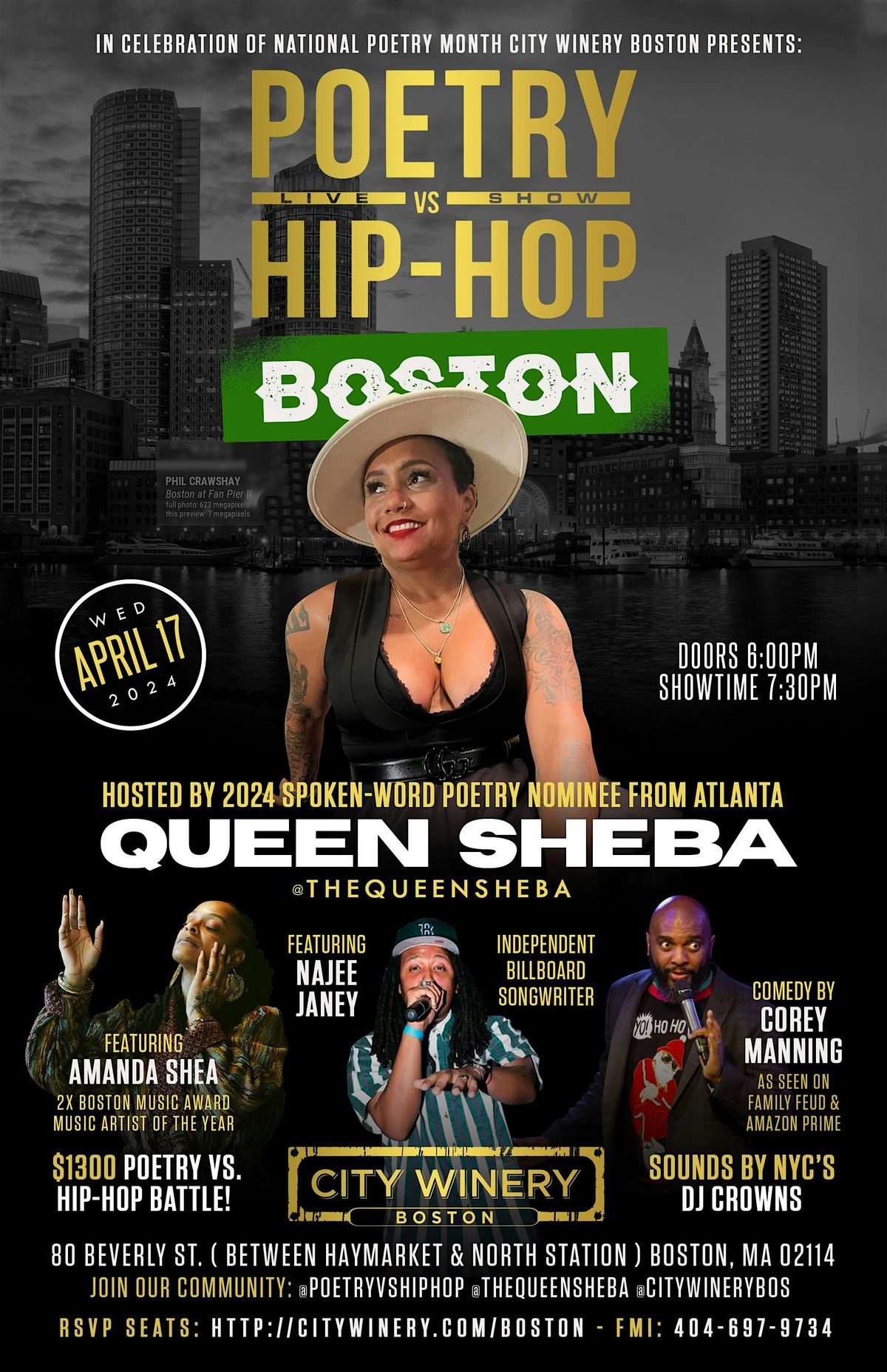 City Winery Boston Presents: Poetry vs. Hip-Hop for N'Tl Poetry Month!
