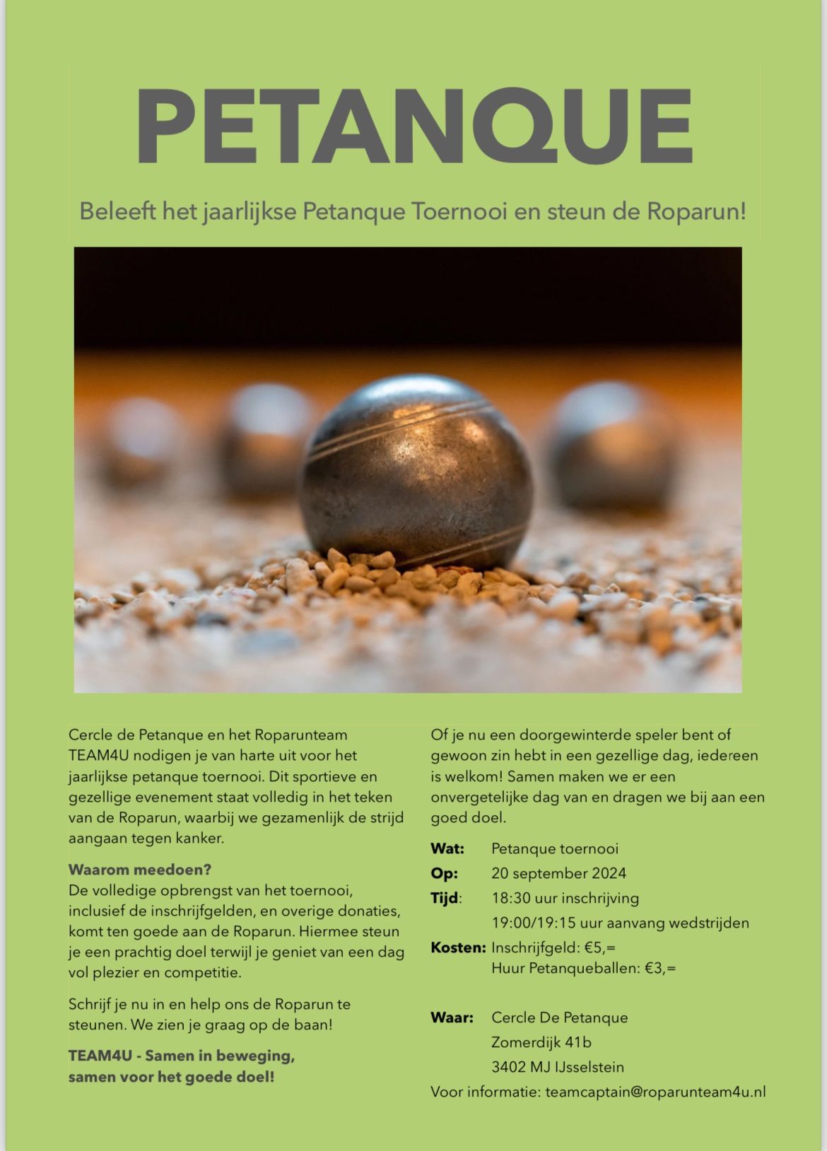 Goede doelen Petanque toernooi IJsselstein 