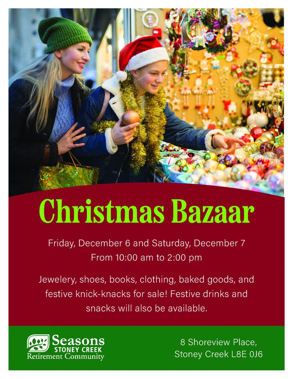 Seasons Stoney Creek: Christmas Bazaar Dec 6 & 7th! 