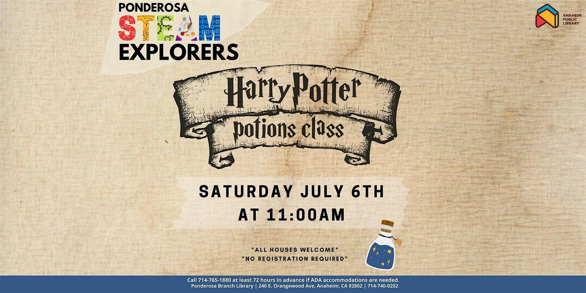 STEAM Explorers: Harry Potter Potions Class at Ponderosa Joint-Use Branch