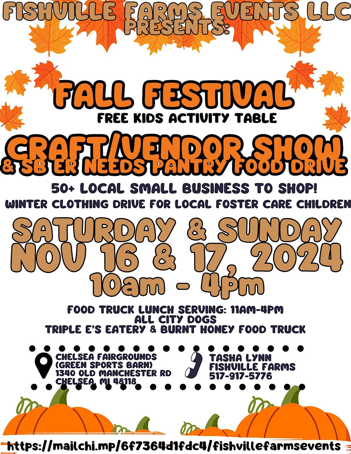 FISHVILLE FARMS FALL FESTIVAL PREHOLIDAY CRAFT SHOW & FOOD DONATION DRIVE
