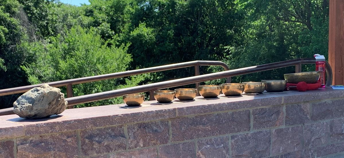 Open air meditation with Himalayan singing bowls, Good Earth State Park at Blood Run, Sioux