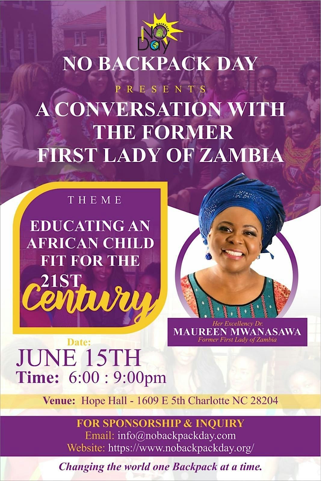 No Backpack Day Presents: A Conversation with the Former First Lady of Zambia