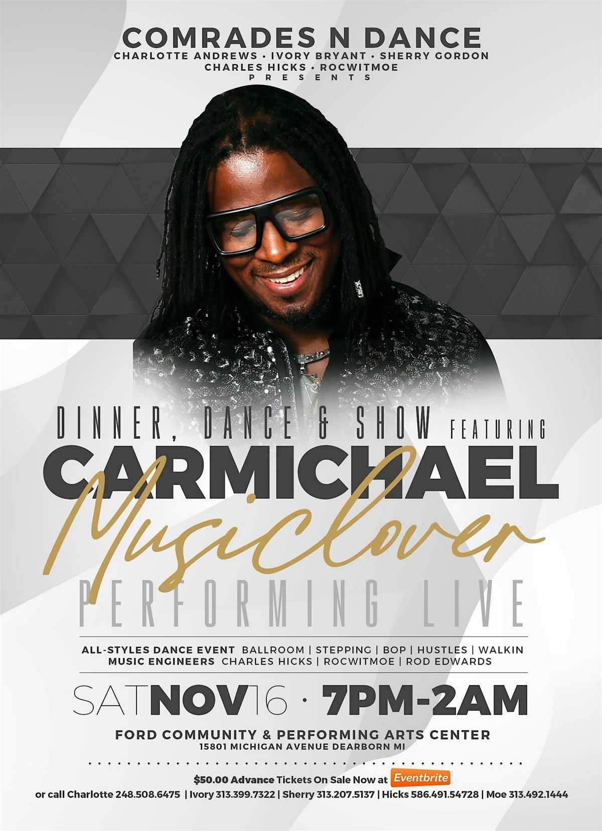 Dinner, Dance & Show featuring Carmichael performing LIVE