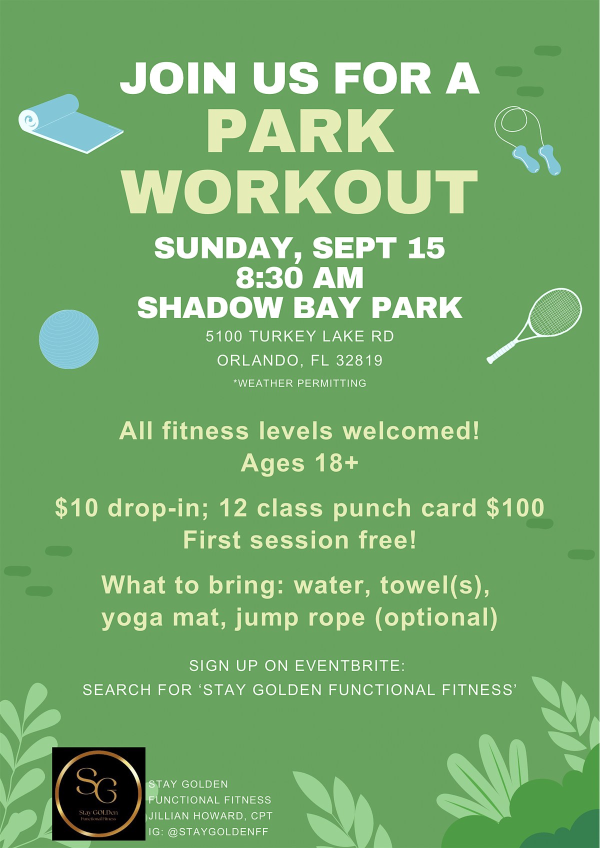 Sept 15 Park Workout