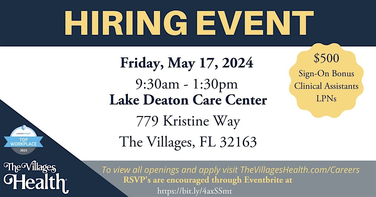 The Villages Health Hiring Event - May 17th