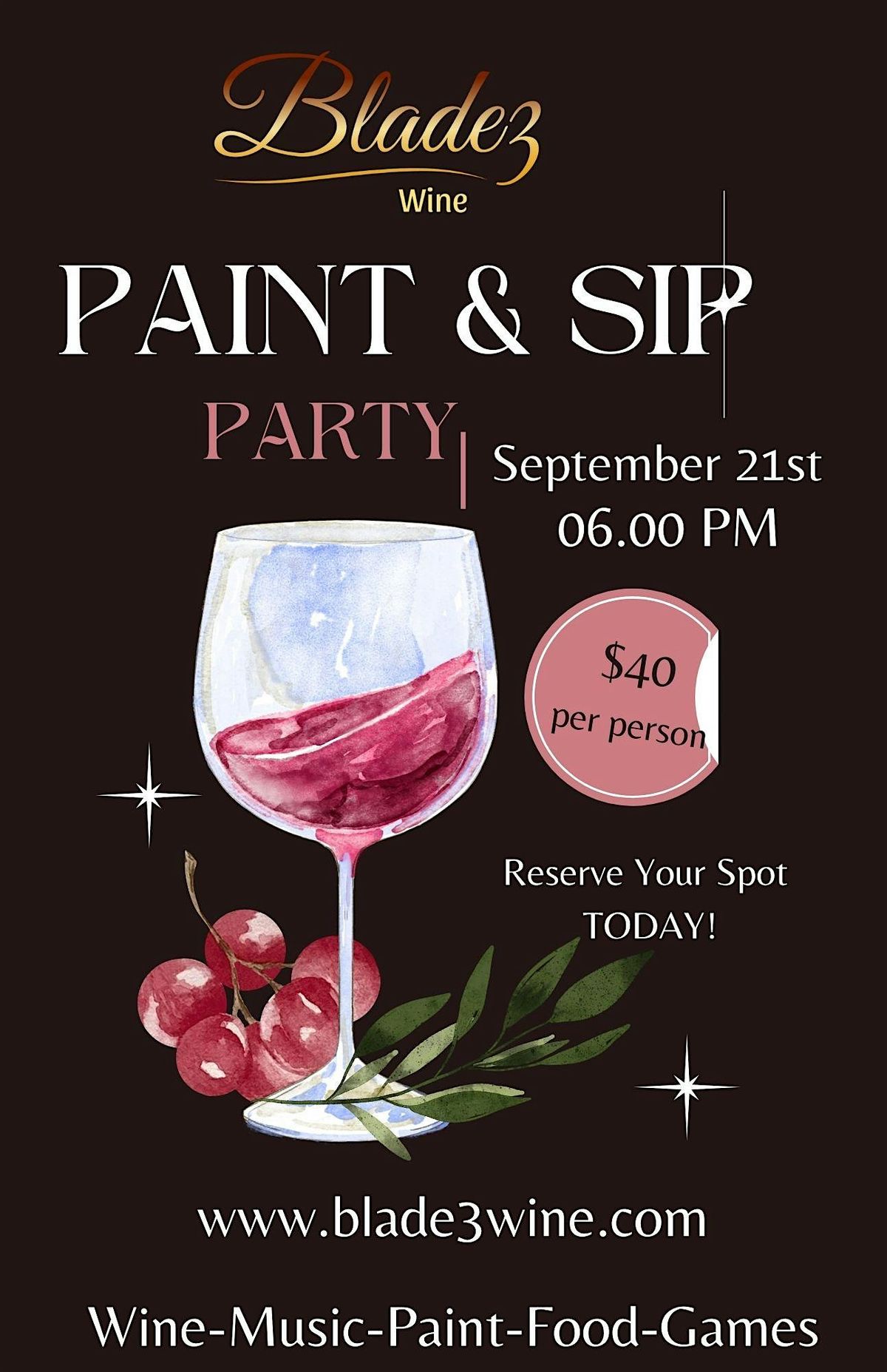 Paint & Sip with Blade 3 Wine