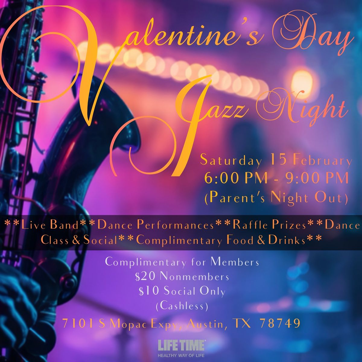 Valentine\u2019s Day Jazz Night at Life Time South Austin 