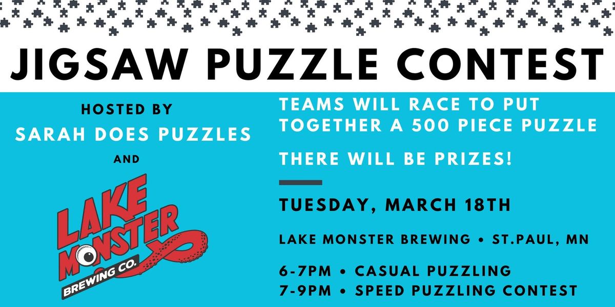 Team Jigsaw Puzzle Contest at Lake Monster Brewing with Sarah Does Puzzles