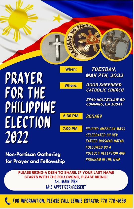 Filipino Americans in GA: Prayer for Philippine Presidential Election