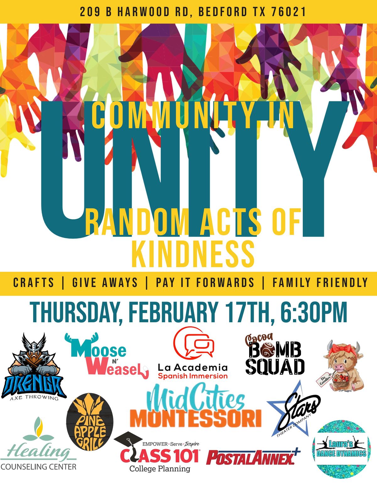 Community in Unity- A Random Acts of Kindness Event, 209 Harwood Rd Ste ...