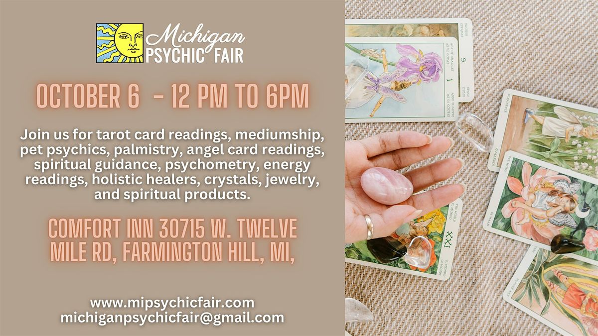 Michigan Psychic Fair October 6 2024, Farmington Hills, MI