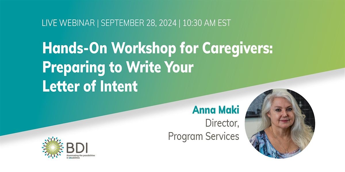 Hands-On Workshop for Caregivers: Preparing to Write Your Letter of Intent