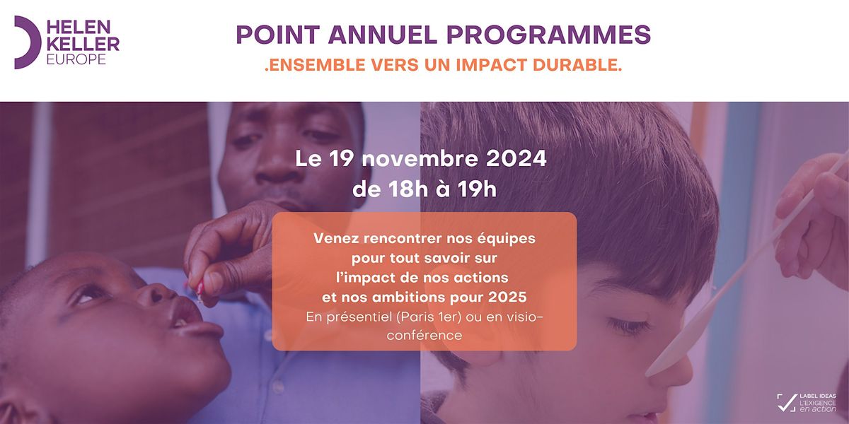 Point Annuel Programmes d'Helen Keller Europe le 19 novembre 2024 \u00e0 18h