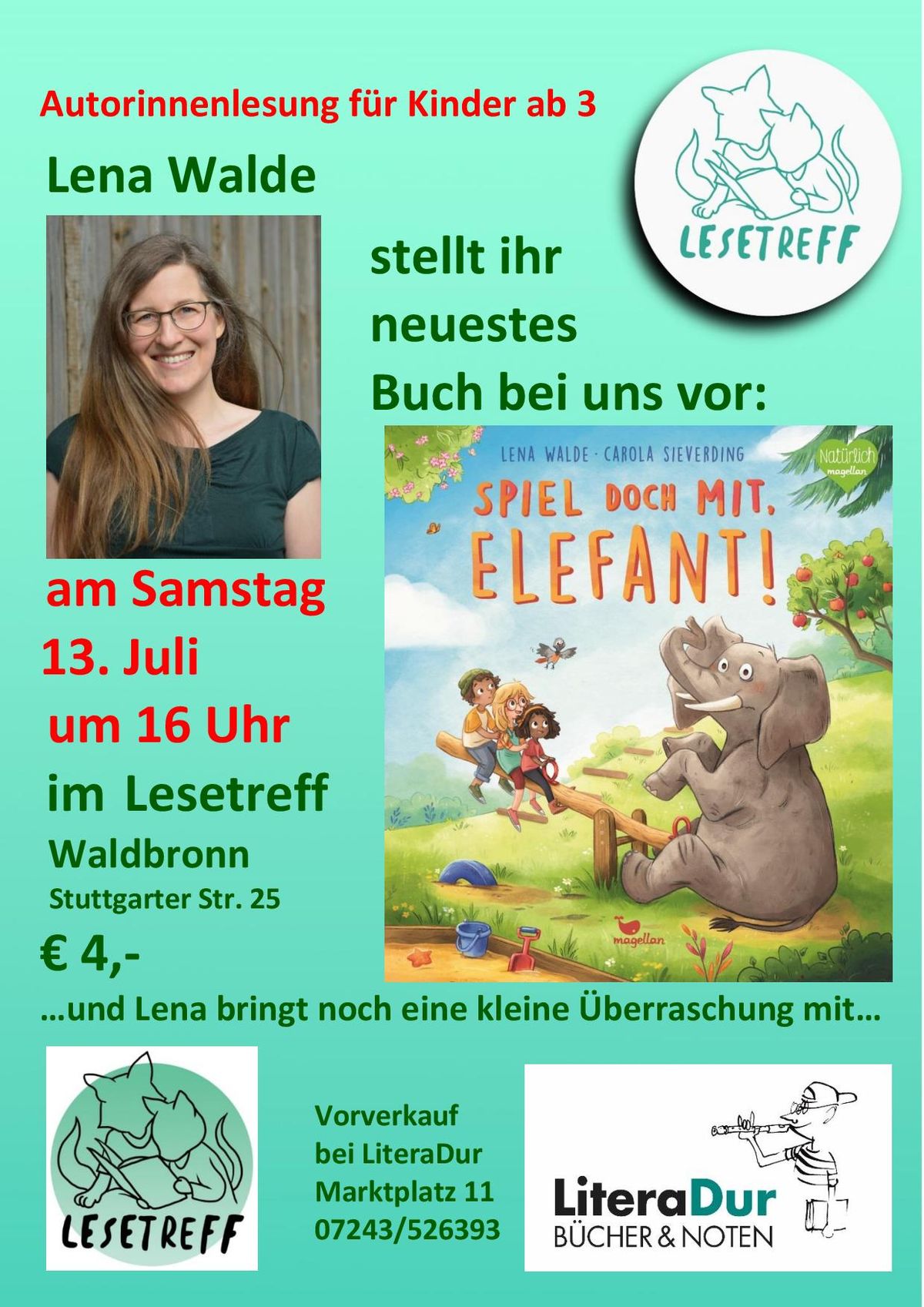 Lena Walde liest "Spiel doch mit, Elefant"